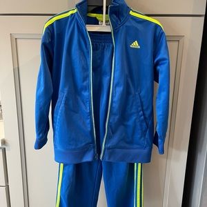 Adidas kids boys track suit matching set zipper jacket and pants sz 7